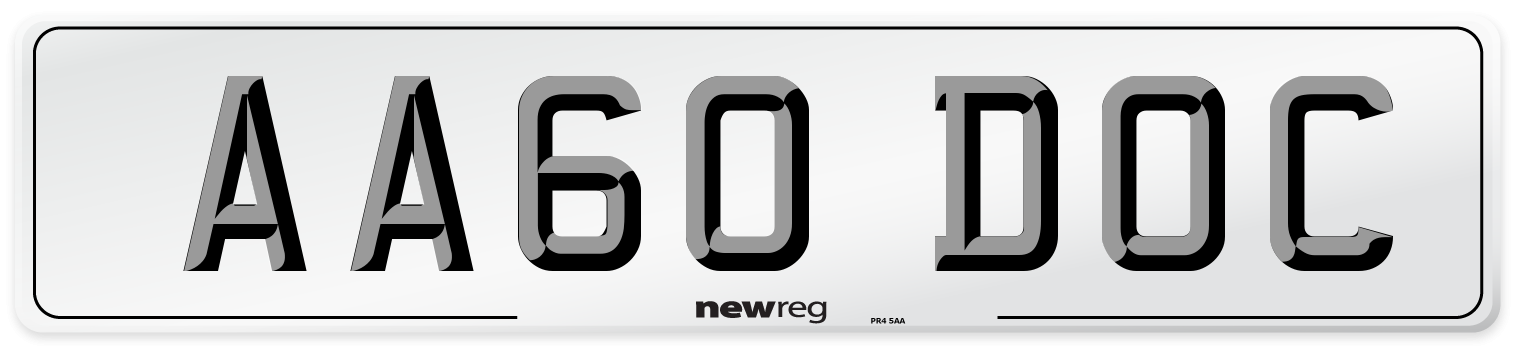AA60 DOC Number Plate from New Reg